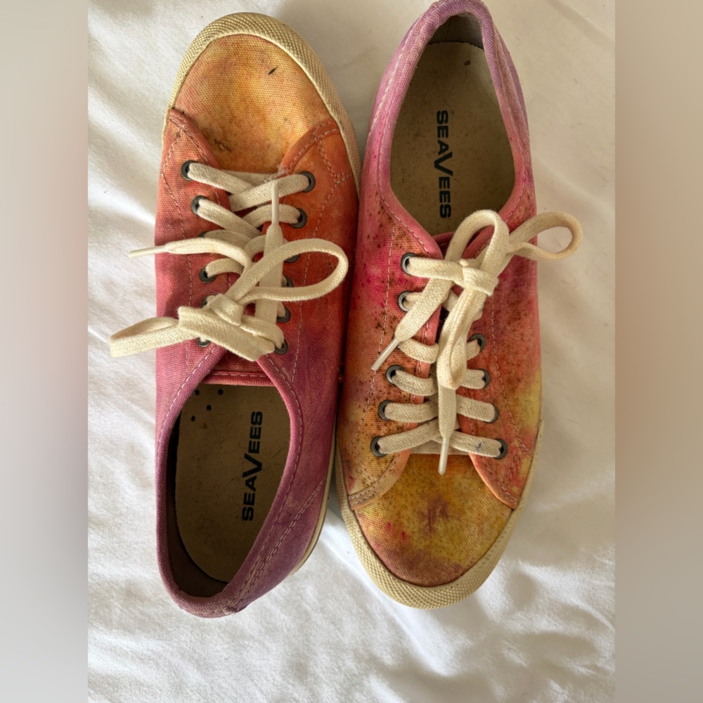 SeaVees Tie-Dye Canvas Sneakers in Pink, Orange, Yellow